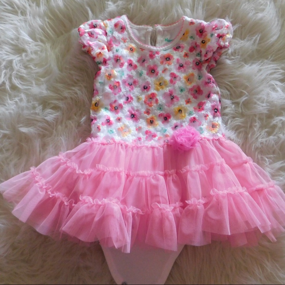 Pink floral tule dress
